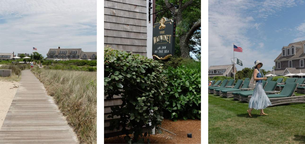 3 vertical images of the Wauwinet on Nantucket Island