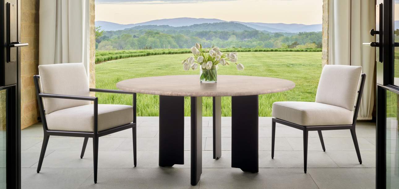 Bon Air Dining Table overlooking the Blue Ridge Mountains