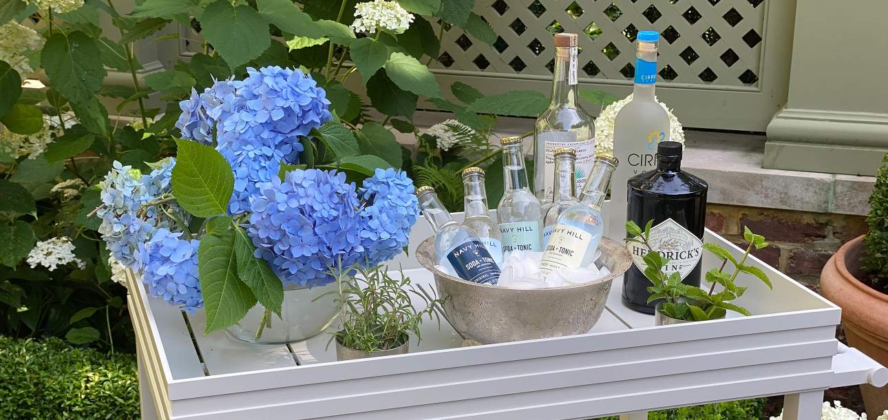 Navy Hill bar cart essentials