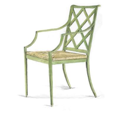 Illustration of 35th Anniversary Otey Dining Arm Chair with High Performance Rush Seat