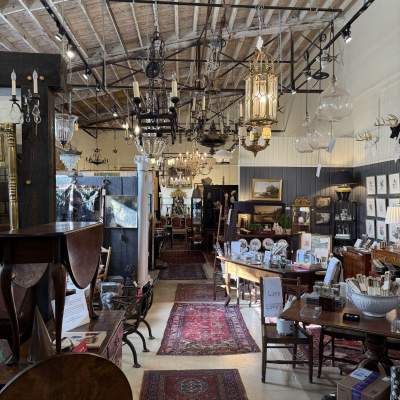 Image of the interior of Wynsom Antiques in Charleston, SC