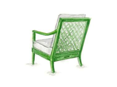 Watercolor of duVal Club Chair finished in Majesty Palm green