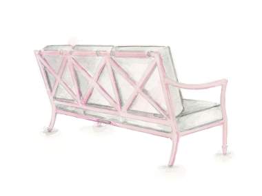 Watercolor of Beaufort Sofa finished in Parigi Pink
