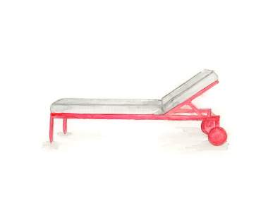 Watercolor of Rives Sunchaise finished in Poinciana Coral