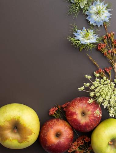 Jura Peat Moodboard with apples and flowers
