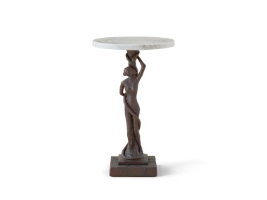 Sculptura N°III Drinks Table Shown in Aegean Bronze Patina with Calacatta Michelangelo Extra Natural Stone Top