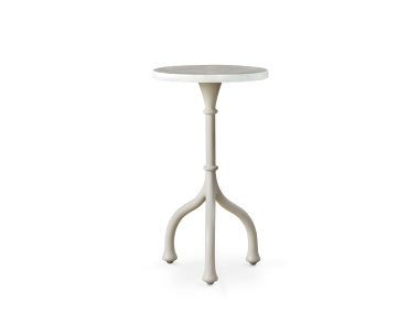 Bastille Side Table Shown in York River Oyster with Calacatta Michelangelo Extra Natural Stone Top