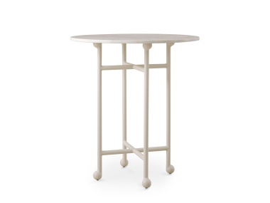 Thirza Tall Table Shown in York River Oyster with Calacatta Michelangelo Extra Natural Stone Top