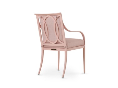 Buie Dining Arm Chair Shown in Parigi Pink with Piume Flamboyance Fabric