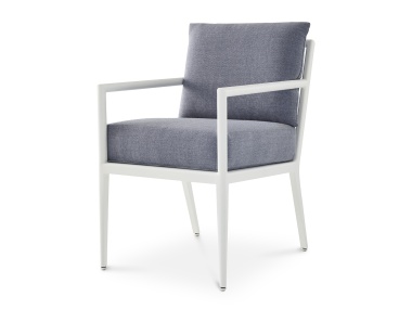 deCamp Dining Arm Chair product shot shown in Classic White with Cielo Surf Fabric