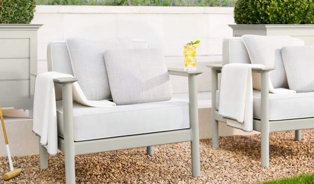 Two McKinnon and Harris Couper Club Chairs with Outdoor Performance Accessories