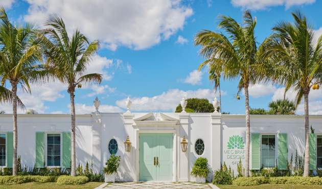 Image of the exterior of Meg Braff Designs shop in Palm Beach, Florida