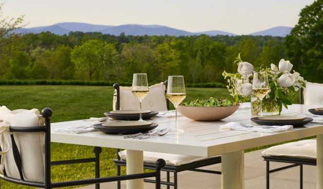Stanhope Dining Table set for a summer dinner