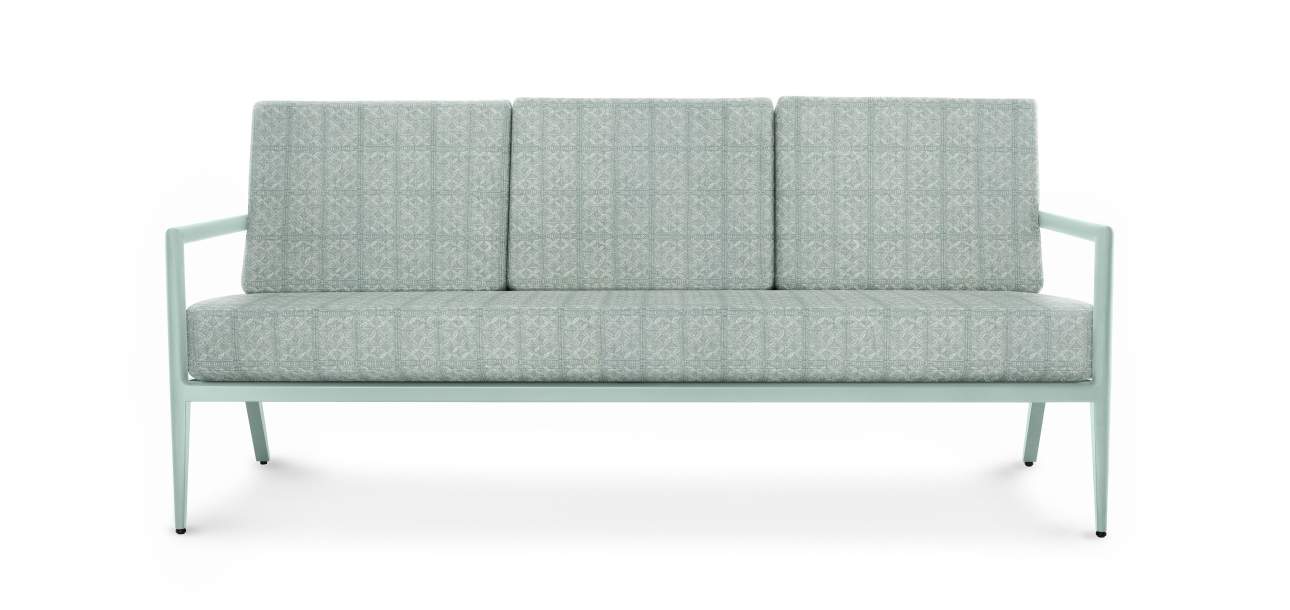 deCamp Three-Seater Sofa Shown in Lancaster Blue with Jardin Robin's Egg Fabric