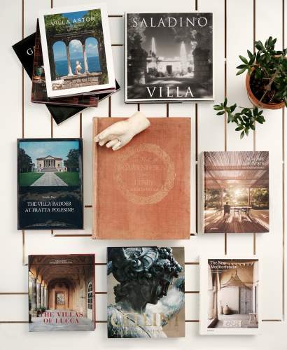 Flay Lay of Mediterranean inspired books