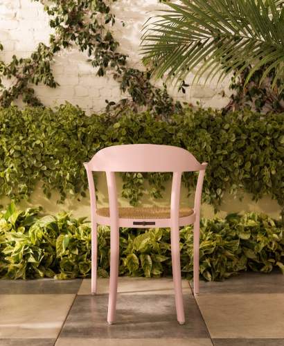 McKinnon and Harris Chesapeake Dining Arm Chair with Rush Seat, finished in Parigi Pink