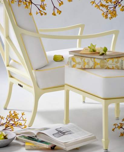 Beaufort Club Chair and Ottoman finished in Deco Yellow