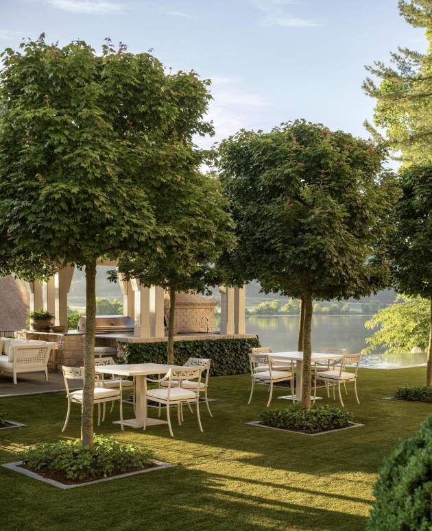 McKinnon and Harris Abbot Dining Chairs and McKinnon and Harris Dining Tables. Design by Beth Webb, Landscape Architect by Stephen Hackney, Architecture by Stanley Dixon