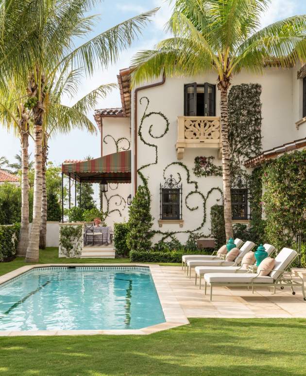 McKinnon and Harris Sun Chaises Poolside at a Home in Florida. Design by Betsy Shiverick.