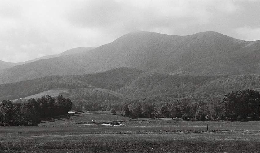 Black and White image of the Blue Ridge Mountains