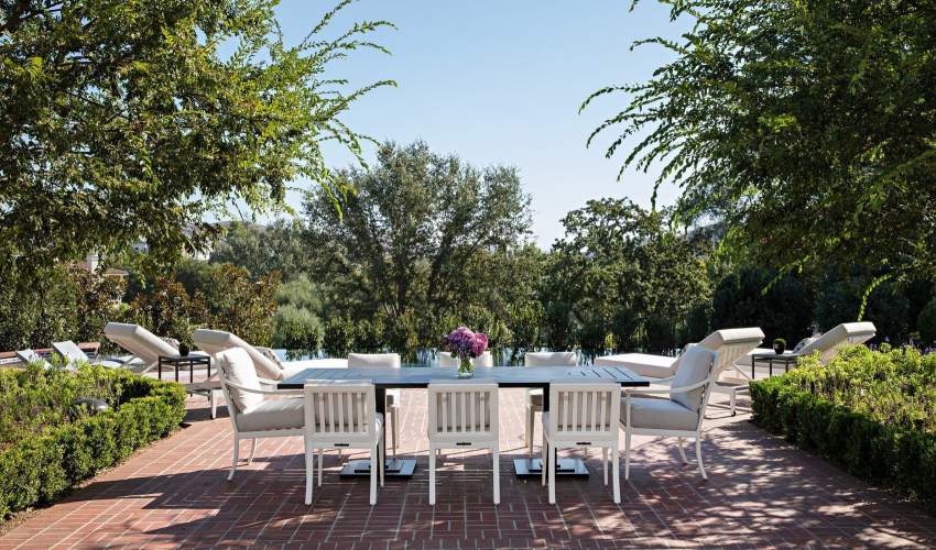 duVal Dining Chairs around Carroll Square Dining tables. Interior Design by Cari Berg Interior Design, Photo by Karyn Millet