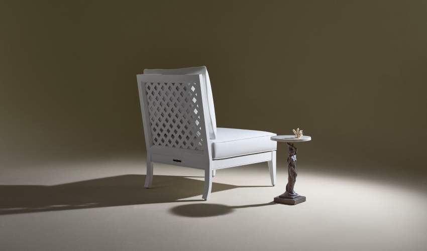 Image of McKinnon and Harris duVal Petite Club Chair with Sculptura NoIII Drinks Table