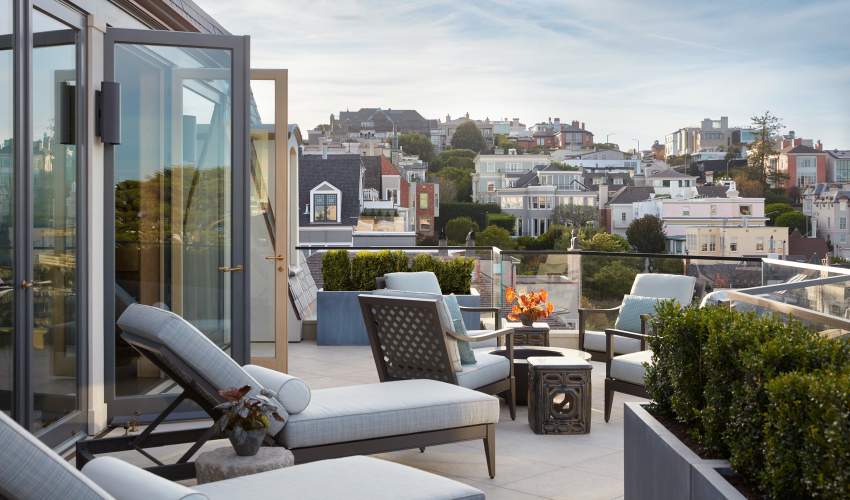 McKinnon and Harris furniture on a San Francisco rooftop terrace. Interior Design by Suzanne Tucker/Tucker & Marks, Architecture by Andrew Skurman Architects, Photography by Roger Davies