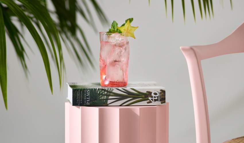 Suhling Side Table finished in Parigi Pink with Monkey Business Cocktail