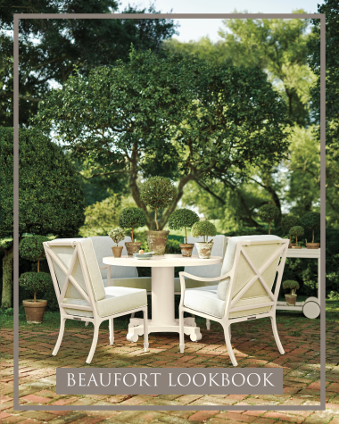 Image of Beaufort Dining Chair on a brick patio